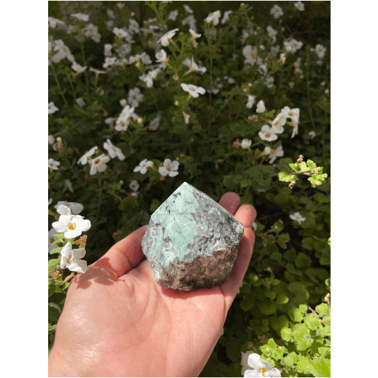 Melan Threads Home Amazonite Crystal Point | Top Polished | Power Point