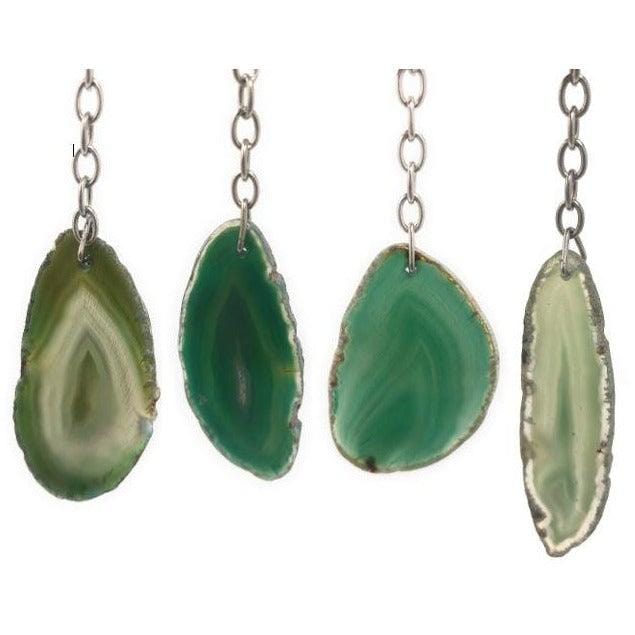 Melan Threads Key chains Green Agate Slice Key Chain | Natural Agate Keychain | Perfect Gift