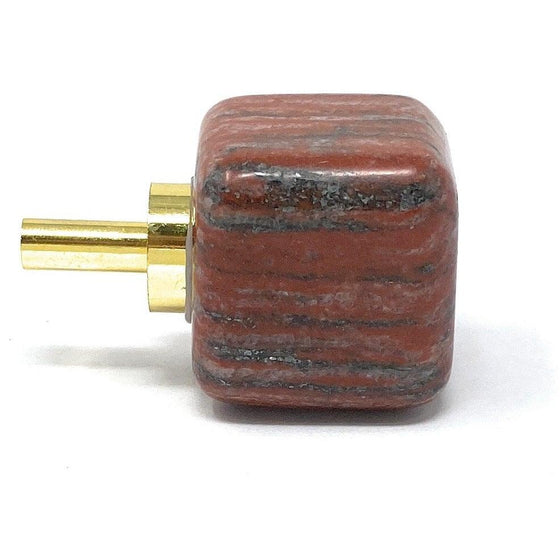 Melan Threads knob Brecciated Jasper Square Knob | Red Jasper Knob | Cabinet Knob | Great Gift