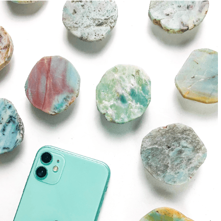Melan Threads Phone Accessory Buy Amazonite Crystal Phone Stand - Natural Gemstone | Unique and Stylish