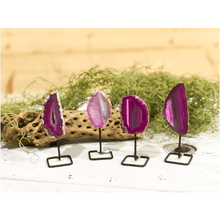  Melan Threads Pink, Purple & Teal Agate on a Pin Stand | Natural Crystal on Metal Stand