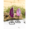 Melan Threads Pink, Purple & Teal Agate on a Pin Stand | Natural Crystal on Metal Stand