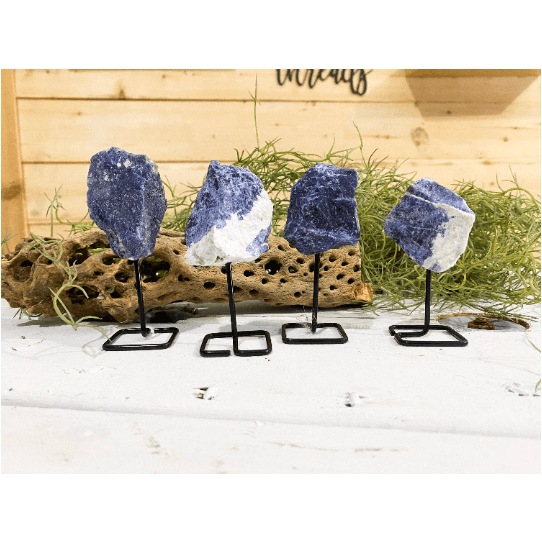 Melan Threads Sodalite on a Pin Stand | Natural Gemstone on Metal Stand