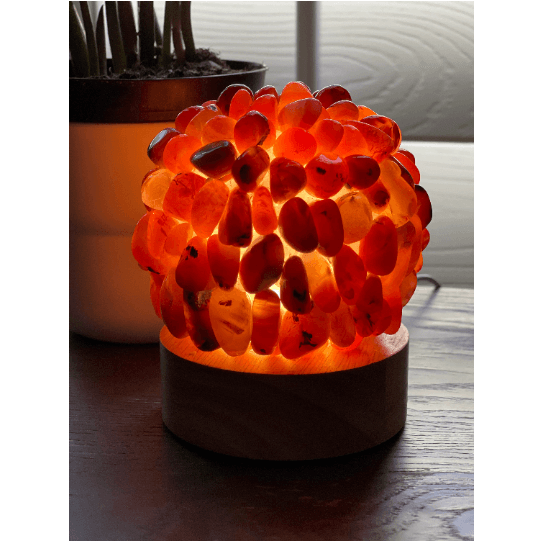 Melan Threads Tumbled Red Agate Crystal Lamp Decor