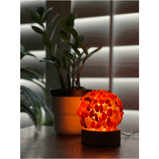 Melan Threads Tumbled Red Agate Crystal Lamp Decor