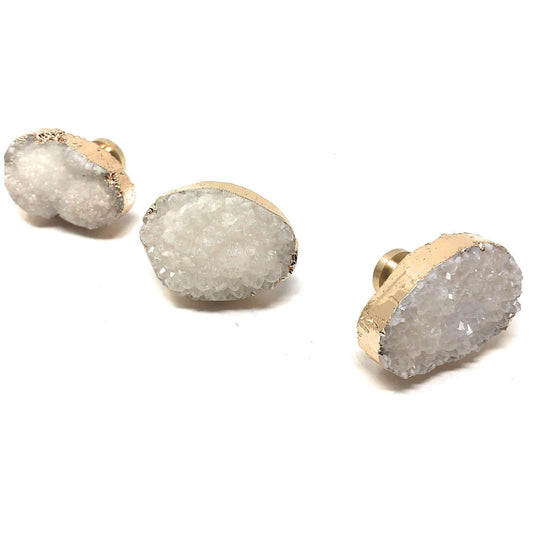 Melan Threads White Druzy Knob