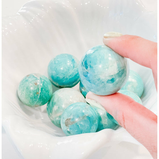 Unearthed Vibes Sphere Buy Amazonite Mini Sphere - Natural Gemstone | Healing and Decorative