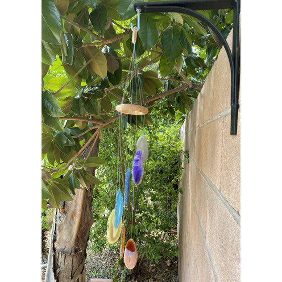 Unearthed Vibes Wind Chimes Bohemian 7 Chakra Agate Wind Chime Hanger |  Wood Crystal Garland